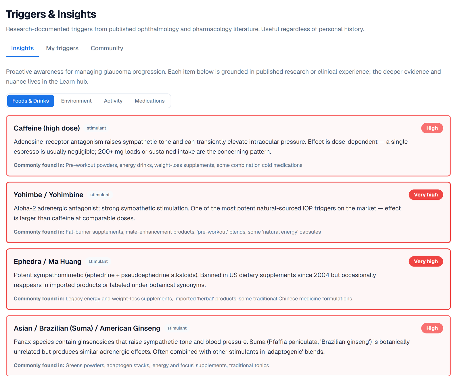 The Triggers page.